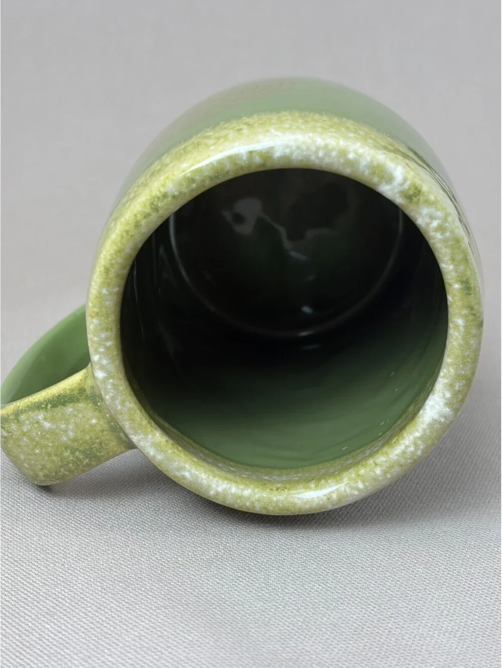 Vintage Duquesne University Seal Beer Stein Coffee Mug Green Drip Glaze Gold Cre